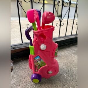 Kids Pink Golf Toy Set - Playful Golf Cart with Clubs